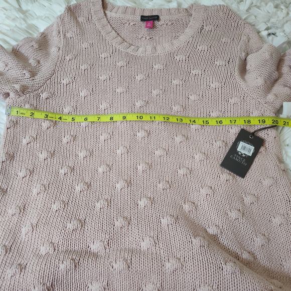 VINCE CAMUTO CABLE KNIT SWEATER 100% COTTON WOMEN XL PULLOVER PINK NWT  MSRP$90 - Picture 10 of 12